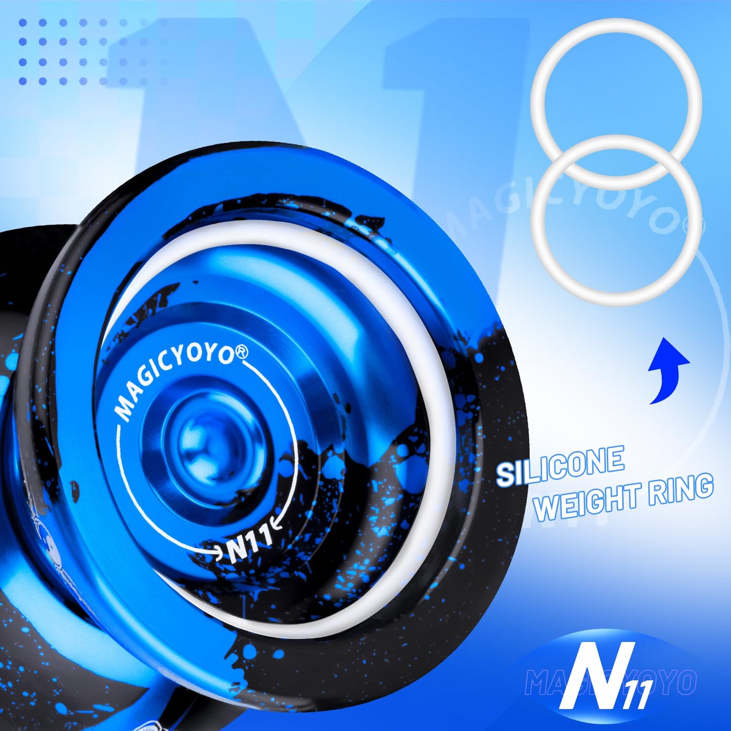Magicyoyo Professional Unresponsive Yoyo For Kids And Adults, Trick Yoyo N11 Plus With Dual Purpose Mode, Metal Yo Yo Responsive Mode For Kids Beginner + 12 Yo Yo Strings + Bearing Kit