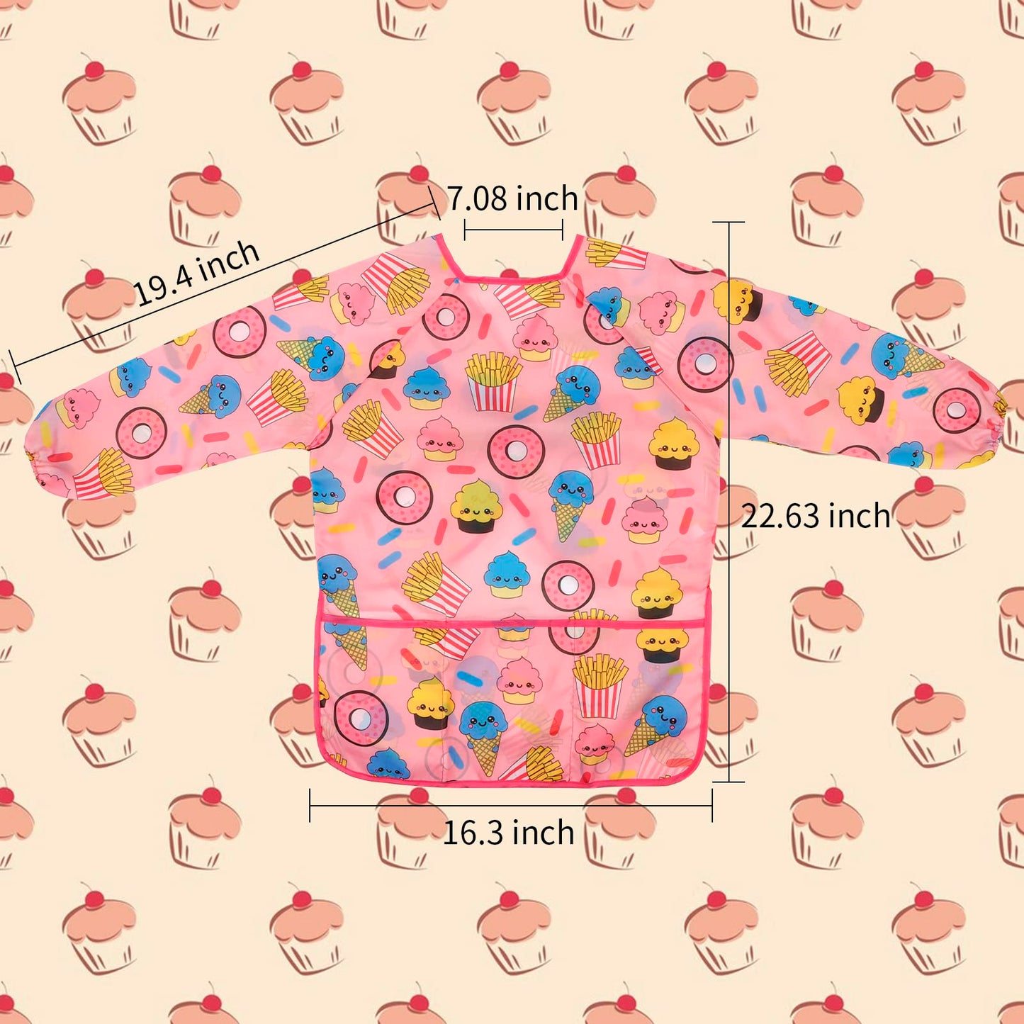 Cubaco 2Pcs Artist Smocks Kids Apron For Painting, Children Smocks With Dessert Pattern, Art Smocks For Kids 3-5 Years Paint Smo