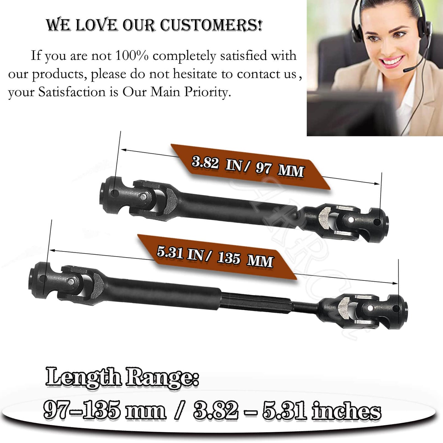 2pcs RC Drive Shaft 97-137mm for 1/10 SCX10,SCX10-II RTR,(97-137mm)
