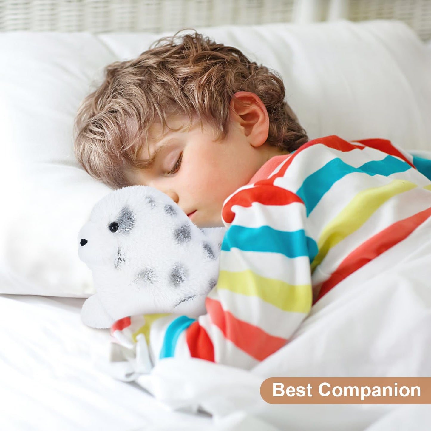 SuzziPals Heatable & Coolable Lavender Chubby Seal Plushie - White Polyester Stuffed Animal for Soothing & Relaxation