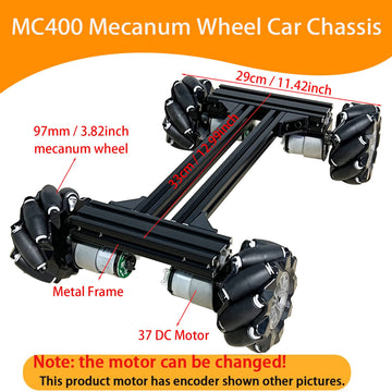 Mecanum Wheel 4Wd Metal Robot Car Chassis Remote Control Learning Kit For Arduino Raspberry Pie Microbit With Dc Encoder Motor,