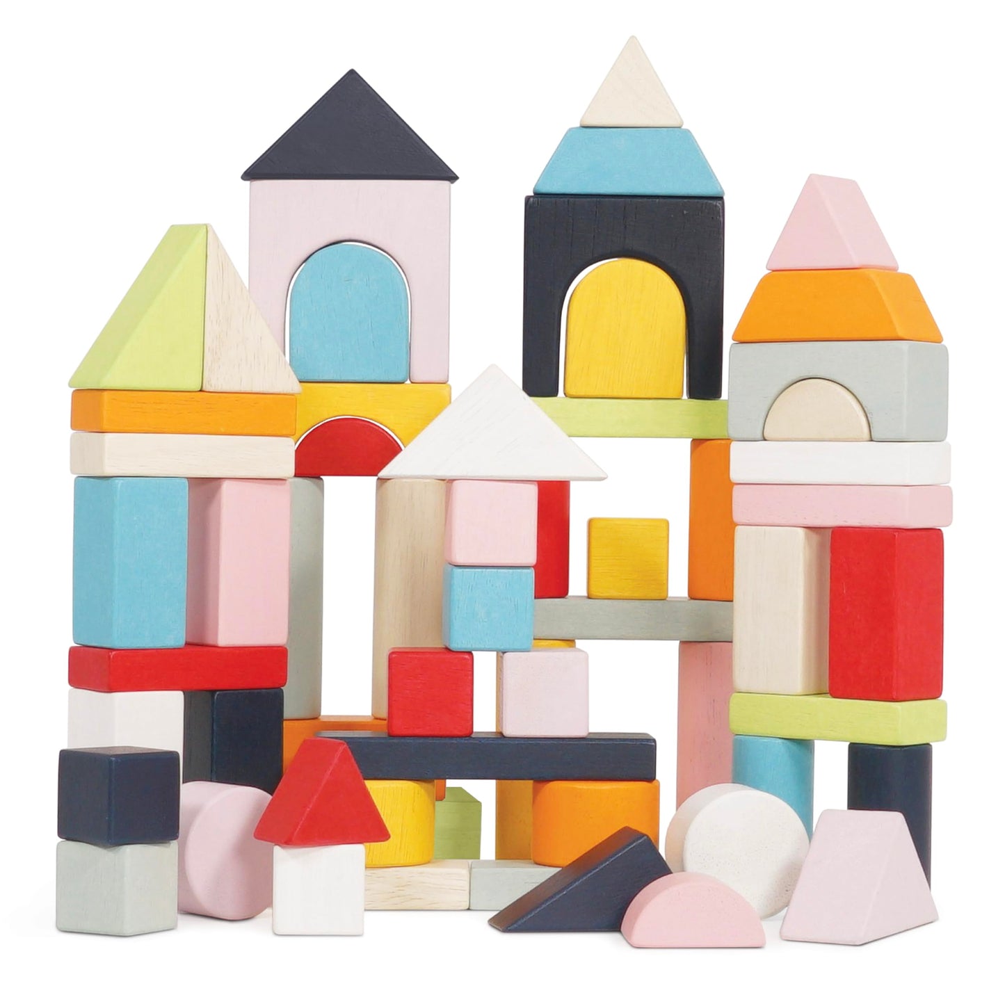 Le Toy Van - Educational Wooden Building Blocks 60 Piece Set Toy | Montessori Style Shape & Colour Development Toy - Suitable fo