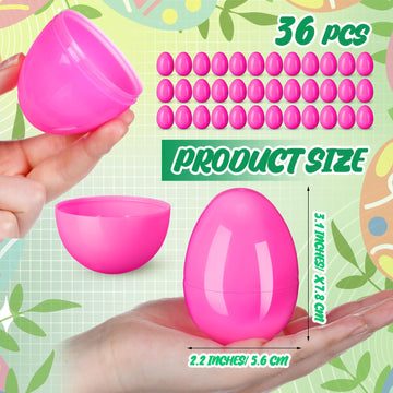 Silipull 36 Pieces Fillable Plastic Eggs - Bulk Easter Toy For Filling Candy, Party Favor, Basket Stuffers, Crafts