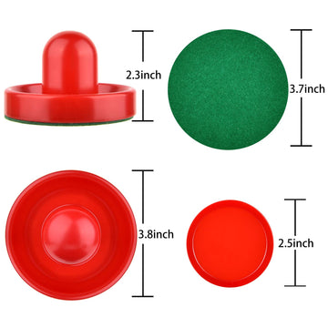 Coopay Air Hockey Pushers And Pucks, Air Hockey Paddles, Goal Handles Paddles Replacement Accessories For Game Tables (4 Striker, 8 Red Puck Pack)