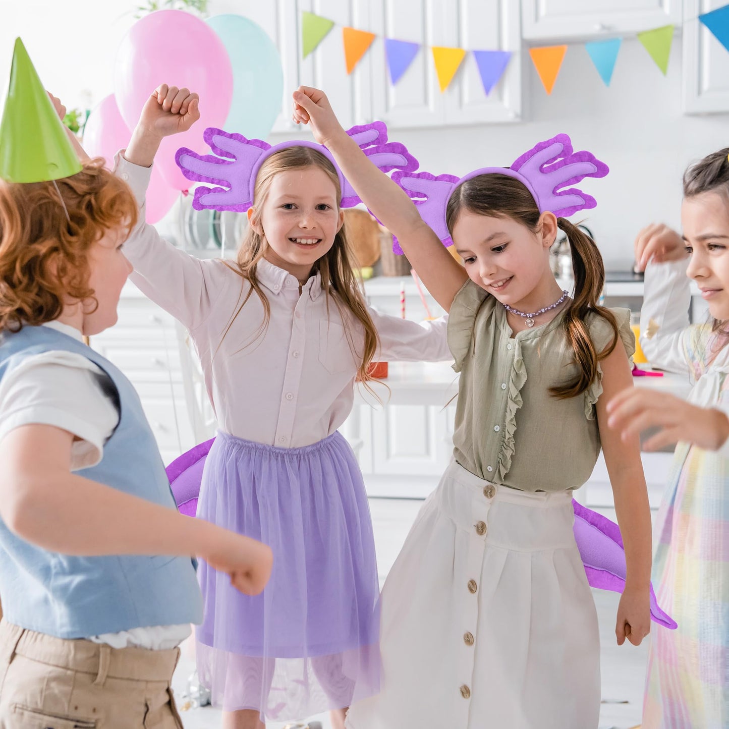 Alaxciax Axolotl Headband and Tail, Axolotl Costume Accessories Set Axolotl Gifts for Kids Girls Christmas Birthday Halloween (P