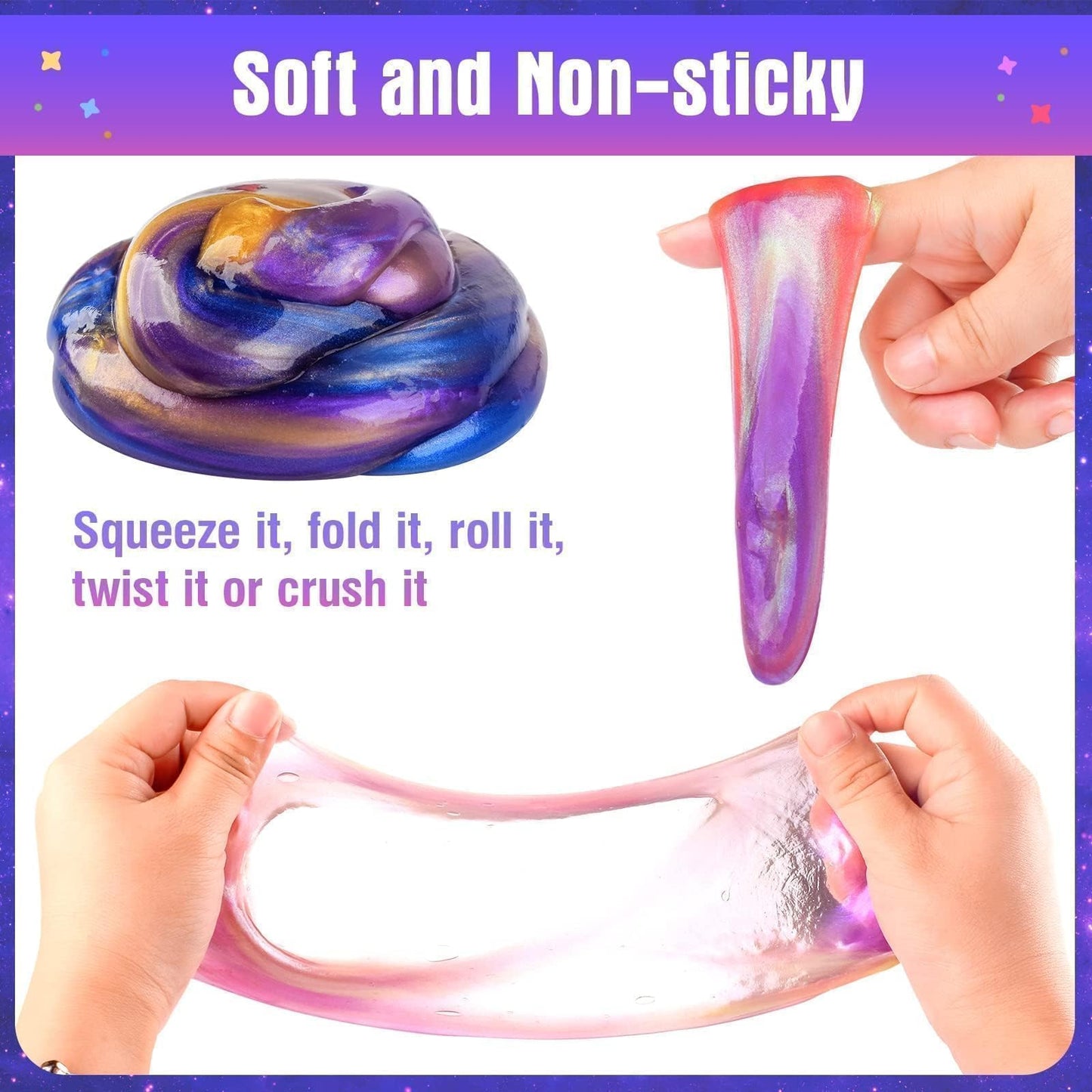 48 Pack Galaxy Slime Kit For Kids, Mini Easter Slime Party Favor Gifts, Bulk Slime Putty Toy For Girls And Boys For Sensory And Tactile Stimulation, Prize, Goodie Stuffers For Kids, Soft Non-Sticky