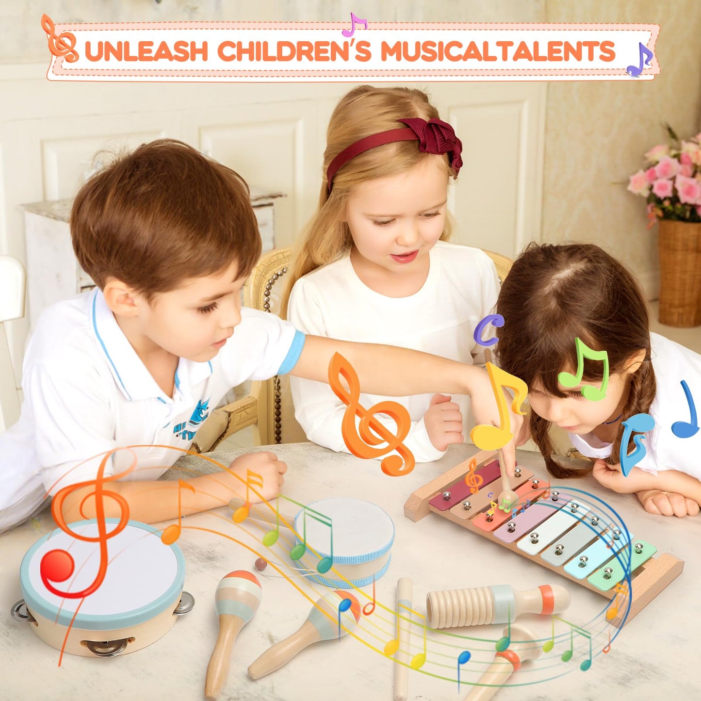 Toddler Musical Instruments,Baby Musical Toys For 1 Year Old Girl/Boy Gifts Preschool Learning,Baby Montessori Wooden Musical To