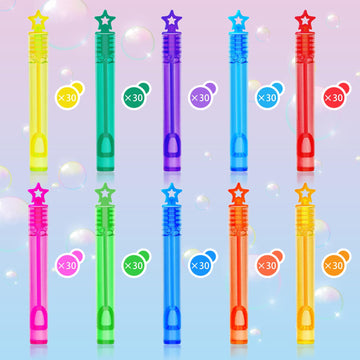 Zirseng 300 Piece Mini Bubble Wands In 10 Colors, Party Favors Bulk For Kids, Themed Birthday, Carnival, Wedding, Classroom Priz