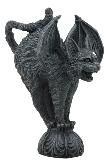 Gifts & Decor Ebros Bizarre Gothic Eureka Bat Winged Cat Gargoyle Statue 7' Tall Stoic Feline Guardian Castle Top Stone Creature Figurine