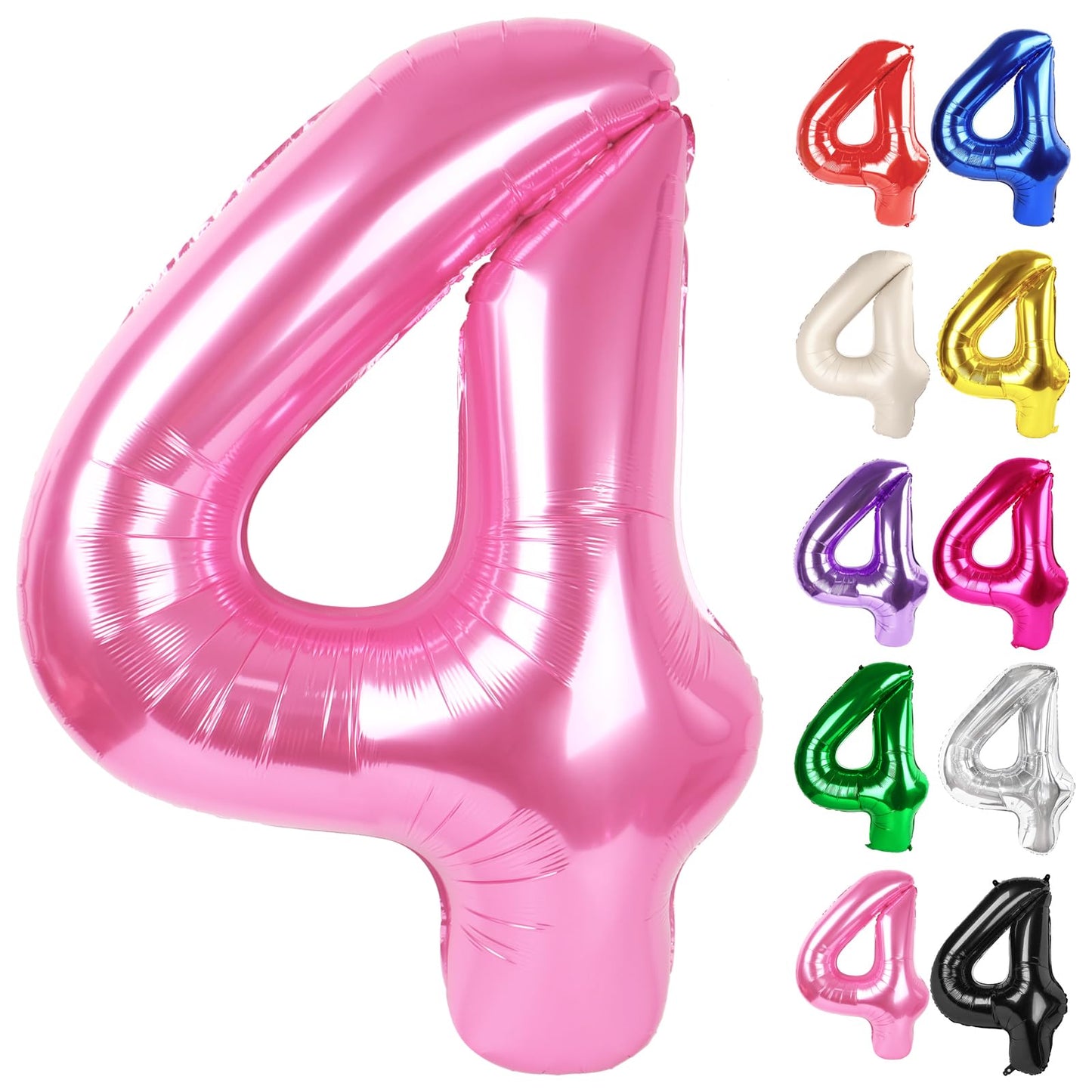 Pink Number 4 Balloon 40 Inch, 4 Balloon Number, 4Th Birthday Decorations, Pink Party Supplies For Boys Girls