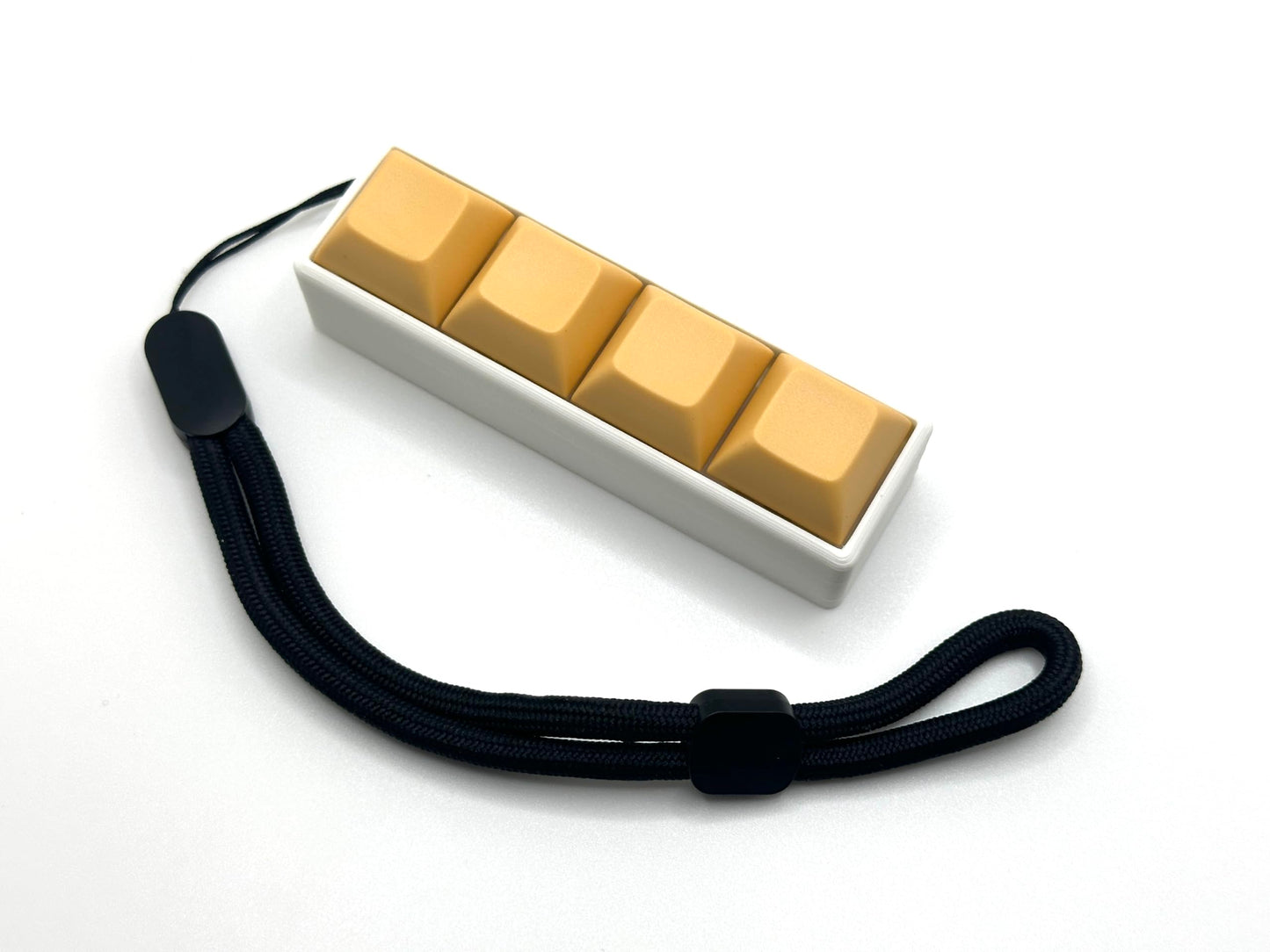 Four-Button Clicky Mechanical Switch Fidget Toy | Stim Toy, Stress Relief, Adhd (White Base, Aztec Brown Keycaps)