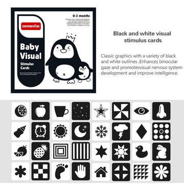 High Contrast Baby Flashcards, 96 Pcs 192 Pages Black White Colorful Visual Sensory Stimulation Learning Activity Card For Newbo