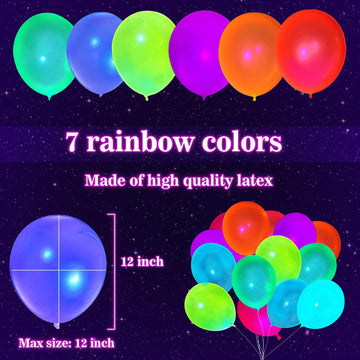100 Pcs Uv Neon Balloons ,Neon Glow Party Balloons Uv Black Light Balloons Glow In The Dark For Birthday Decorations Wedding Glo