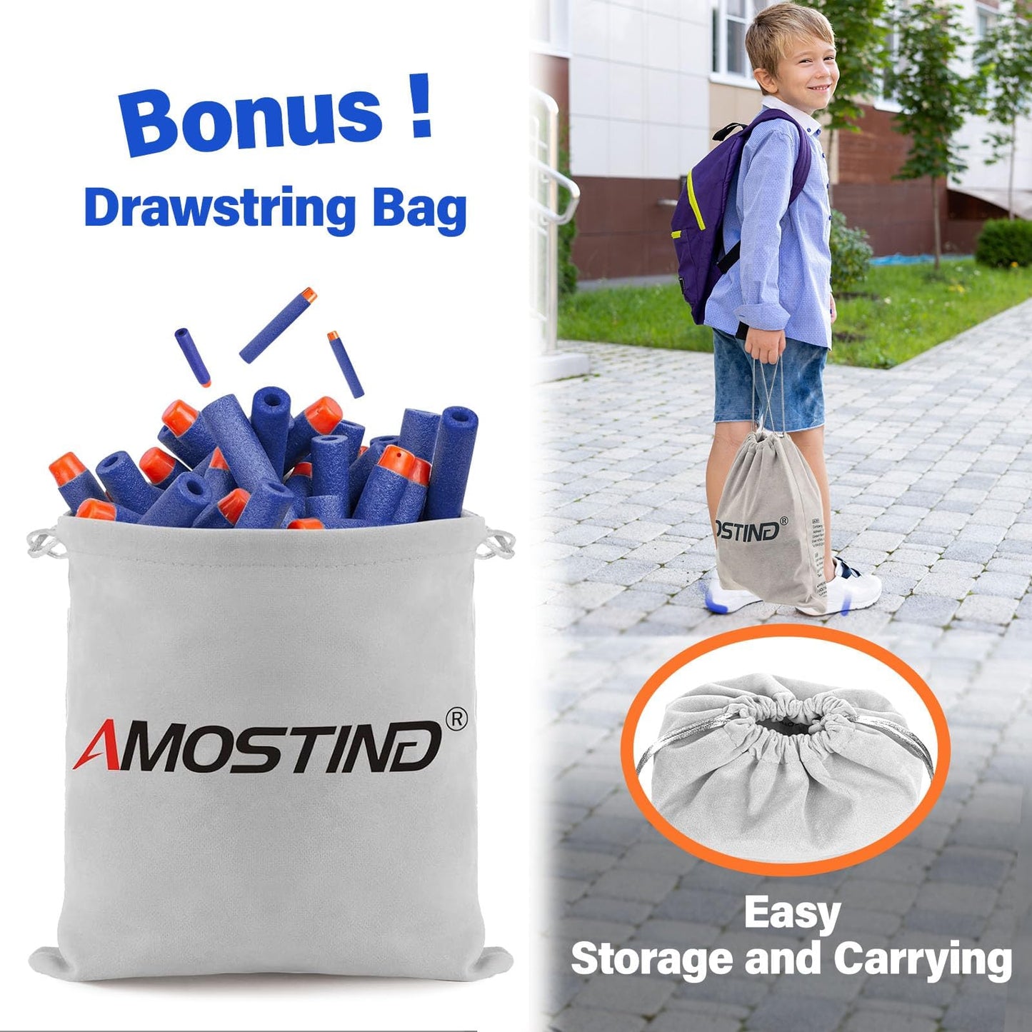 AMOSTING Refill Darts 100PCS project pieces Pack Compatible for Nerf N-Strike advanced 2.0 Series DinoSquad - Work with All advanced Blasters Blue