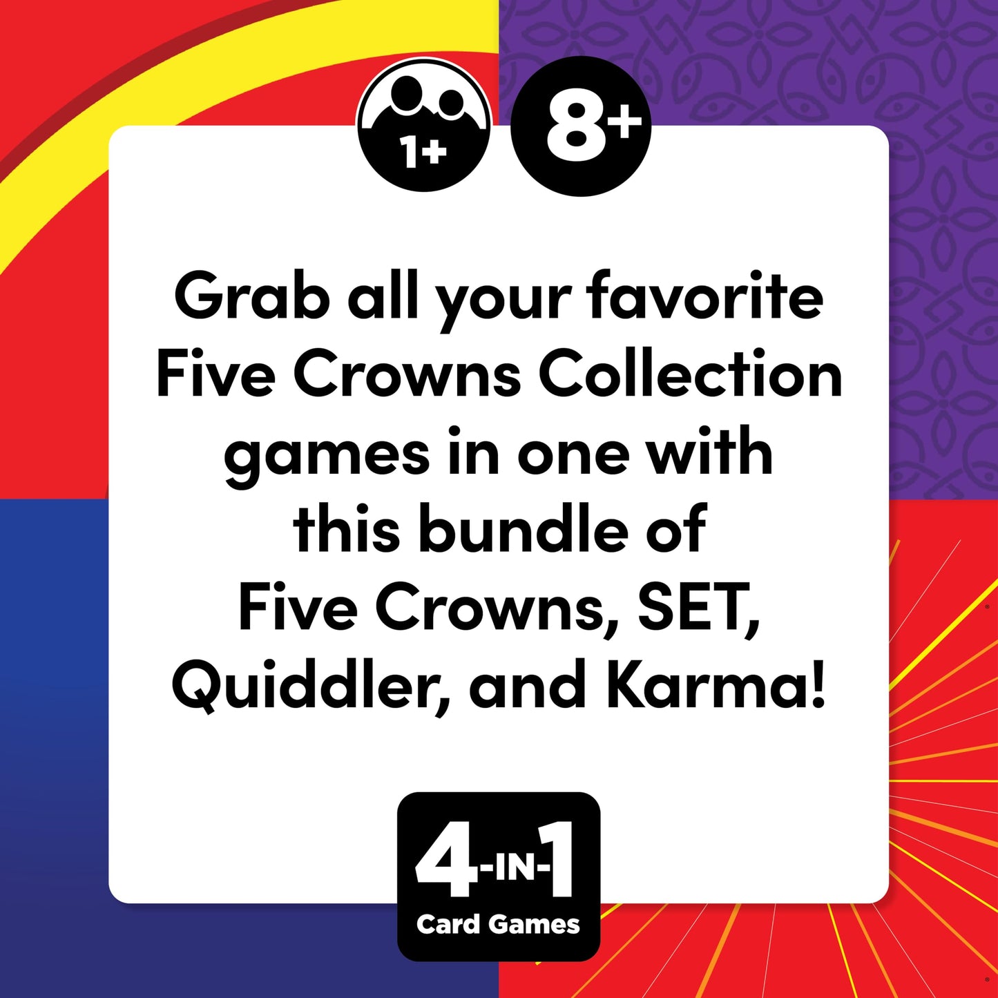 Five Crowns 4 Pack Bundle Card Games For Kids - Card Games For Adults, Family Games Night, Card Games For Families, Multi-Player