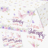 Butterfly Baby Shower Tablecloth Decoration,A Little Butterfly Is One The Way Baby Shower Decoration 3Pcs Waterproof Pink And Pu