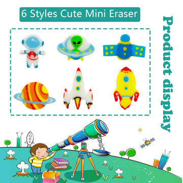 300 Pieces Space Mini Erasers For Kids, Assortment Novelty Pencil Erasers Bulk For Party Favor, Gift Filling, Home School Work R