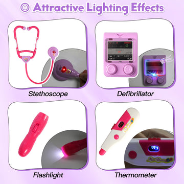 Phobby Doctor Kit for Toddlers Aged 3 4 5, Medical Pretend Play Set for Kids with Bag and Costume, Doctor Cart Toy for Girls Boy