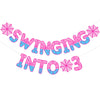 TaoBary Spider Theme 3rd Birthday Banner, Pre-strung Swinging into 3 Banner, Spider 3rd Birthday Decorations Party Supplies for