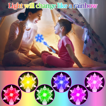 Light Up Frozen Snowflake Wand With Sound(Motion Sensitive) Magic Toy For Kids Girls Princess Party Favors Costume Cosplay Acces