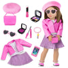 American 18 Inch Doll Makeup Accessories And Clothes,Tote Bag Set For 18'' Dolls Include Berets Outfits Sunglasses Phone Eye Sha