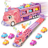 Car Toys for 3 4 5 6 7 Year Old Toddler Girl, Toys Truck & Foldable Race Track Car Toys with Light & Sound, Birthday Gift for Ki