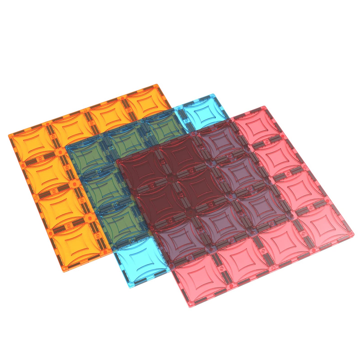 Mag-Genius Magnet Tiles Super Big Magnet Toy Building Toy Board Size of 16 Magnet Tiles 3 Stabilizer 12'' X 12'' Magnet Plates C