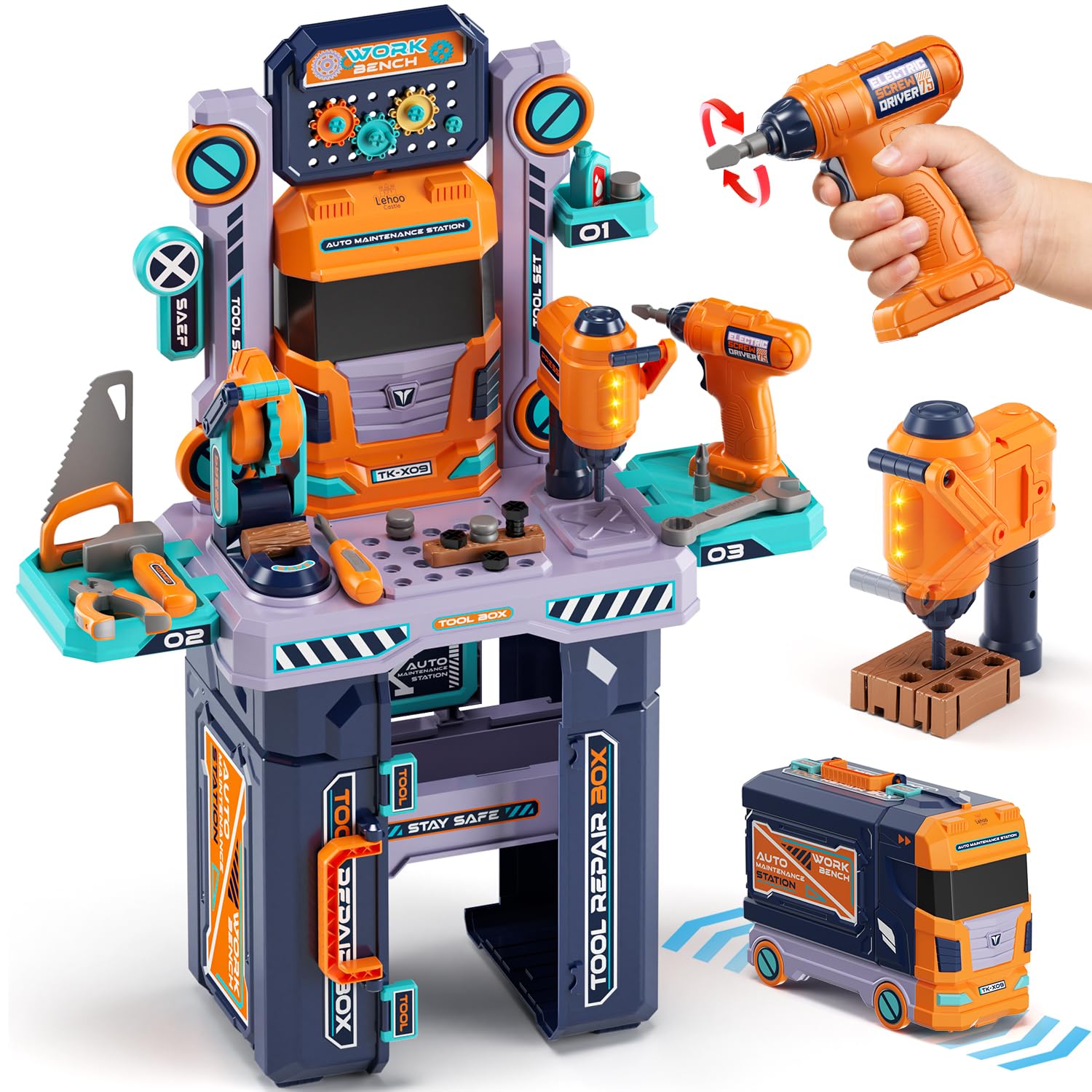 Lehoo Castle Kids Tool Bench (32.5 Inches Tall), Toddler Tool Set