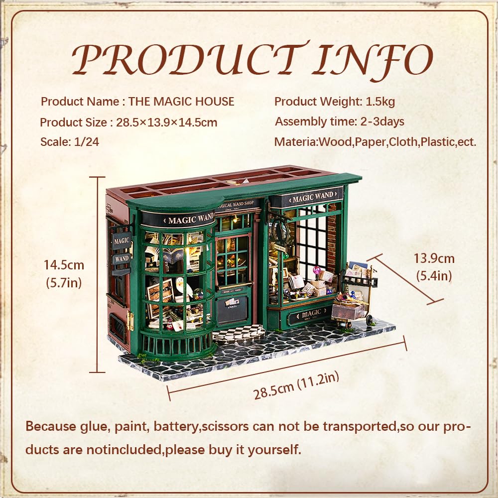 Cutebee Diy Miniature Dollhouse Kit, Diy Wooden Dollhouse Kit Miniature House Kit, Creative Room Idea(Magic House)