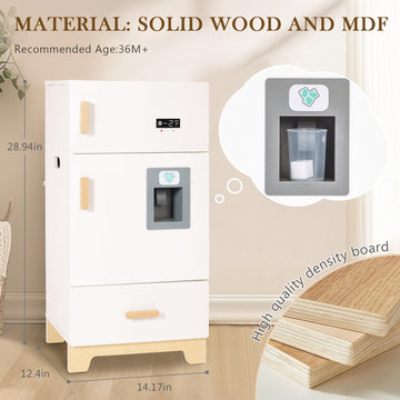 Labebe - Kitchen Wooden Fridge | Fridge Freezer For Toddlers, Kids' Kitchen Playset Toy, Baby Cabinet Refrigerator Pretend Play