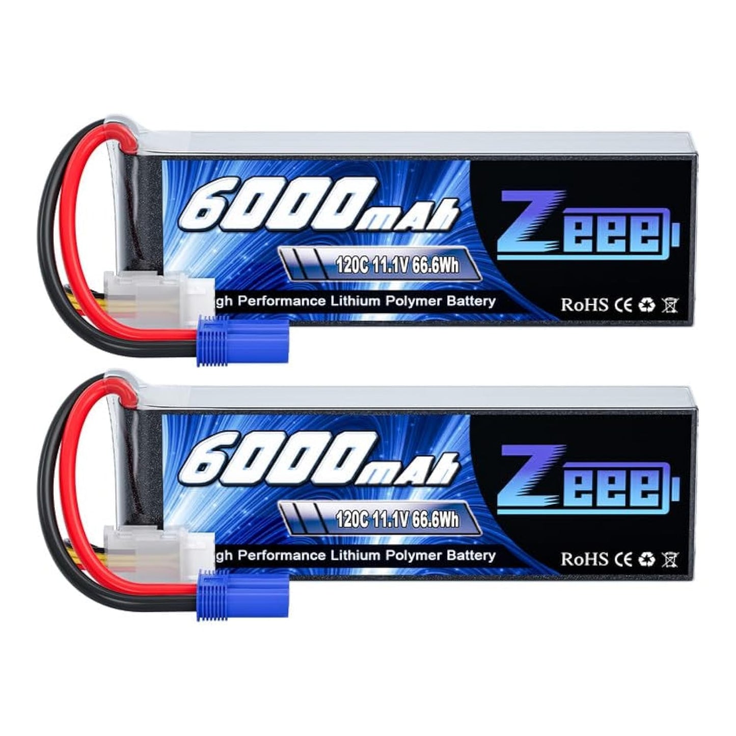 Zeee 3S Lipo Battery 6000mAh 11.1V 120C Soft Case RC Battery with EC5 Connector for Helicopter Airplane Quadcopter RC Airplane R