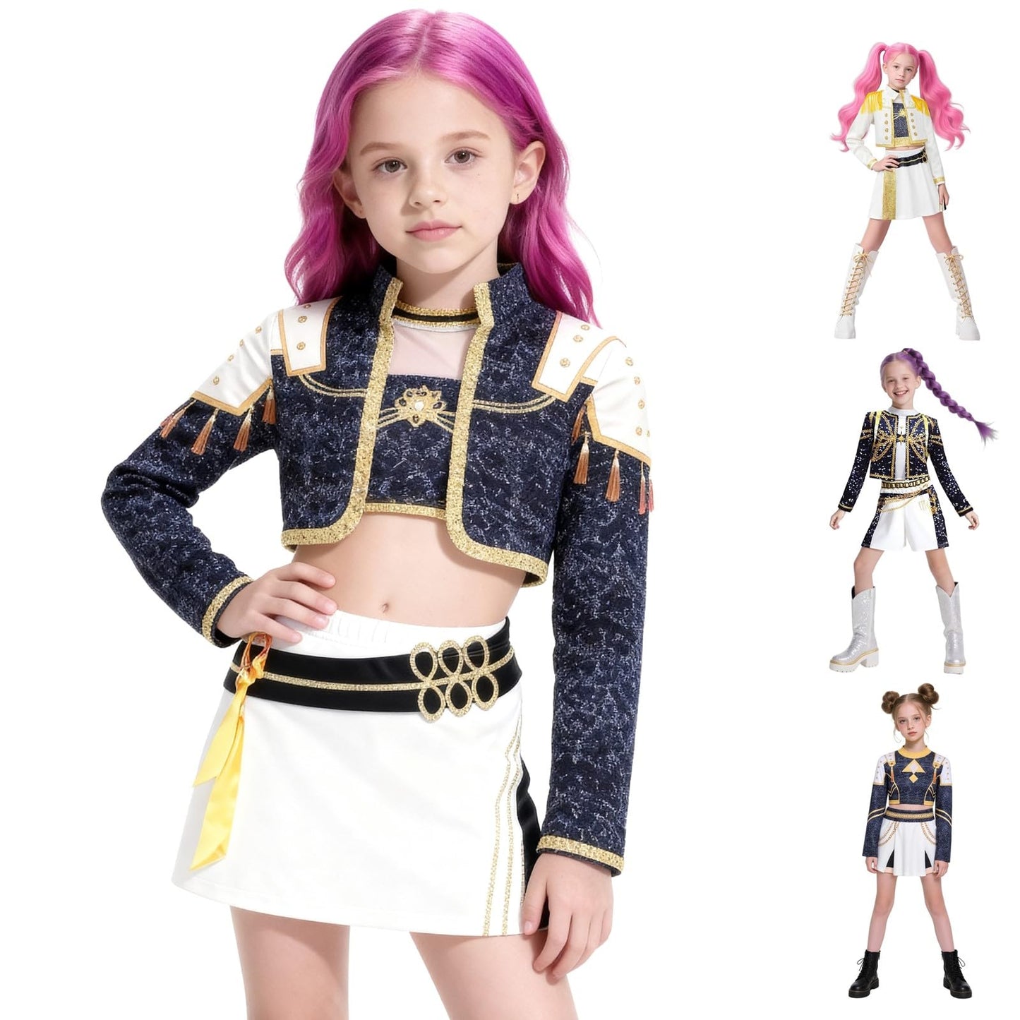 CXFEDHO Demon Costume Cute Hunter Cosplay for Girls - 2025 Pop Singer Party Performance Halloween Outfits Birthday Gift (11#blac