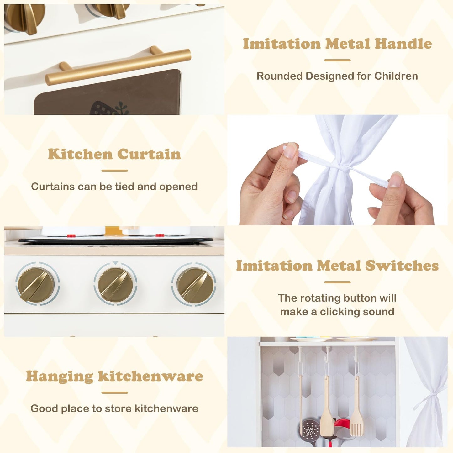 Infans Kids Kitchen Playset, Cooking Toy Kitchen Set With Coffee Machine Stove Removable Sink Microwave Storage Cabinet, Simulat