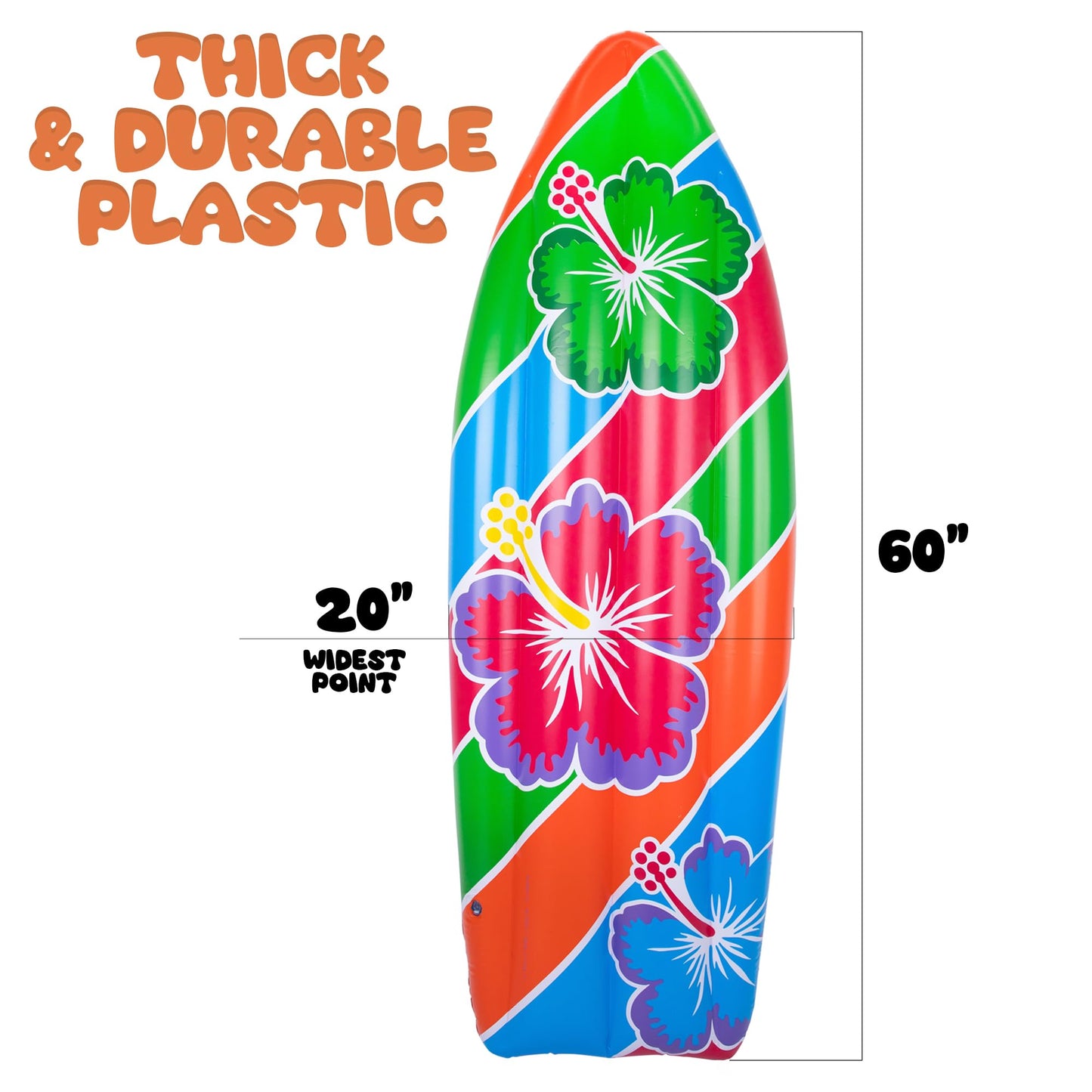 Artcreativity 5 Ft Inflatable Surfboard, Surfboard Decoration For Beach, Tropical And Luau Party Decorations, Inflatable Pool Toy For Kids And Adults, Beach Party Inflate