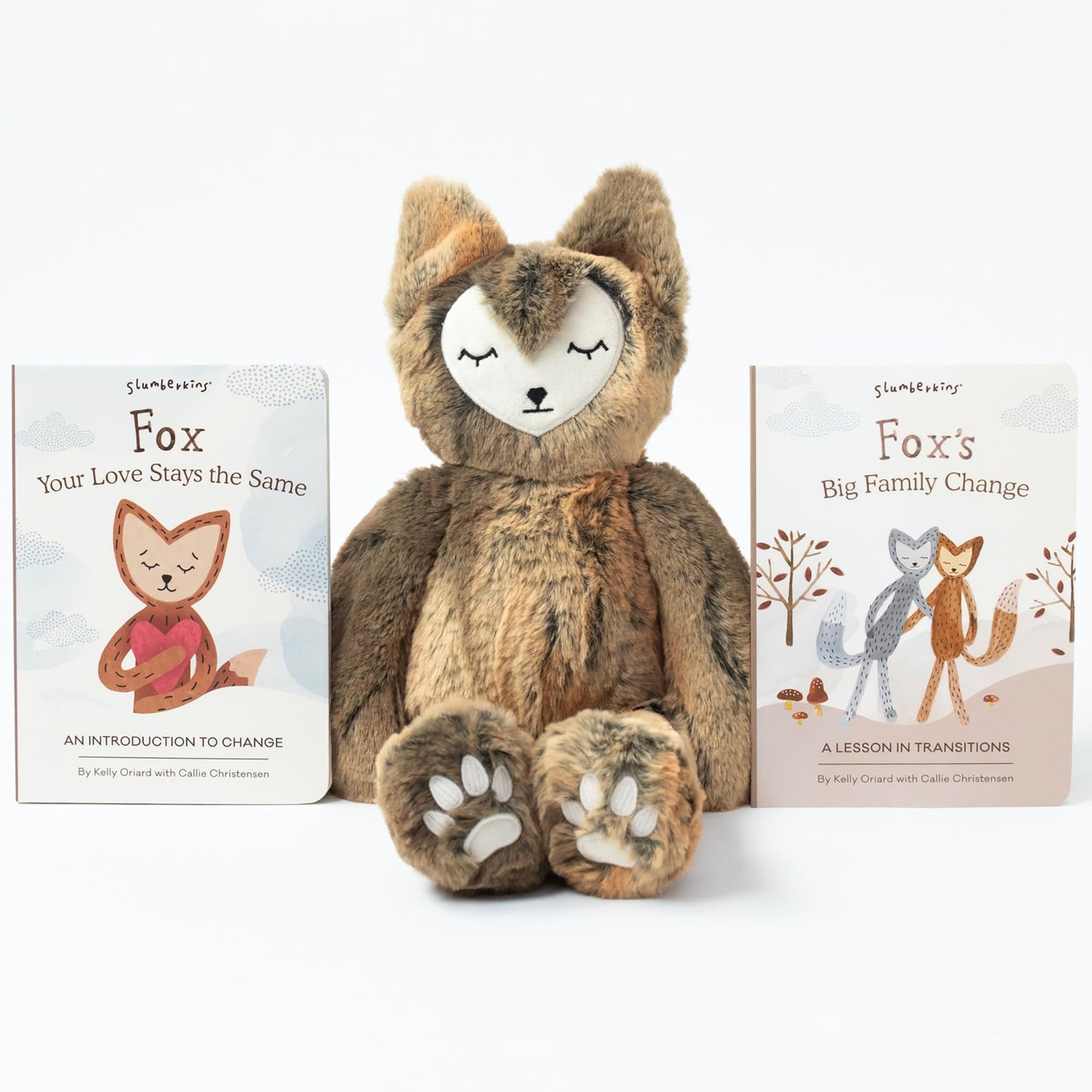 Slumberkins 14' Fox Kin & 2 Board Books Complete Set Bundle | Supports Changes, Coping Skills & Transitions | Social Emotional Development | Soft Plush Animal Gift Set (Fox Kin Plush + 2 Board Books)