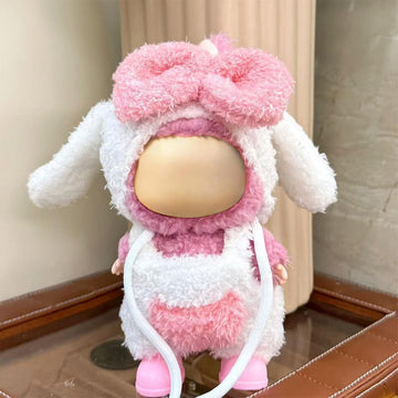 17cm Doll Clothes Set(NO Doll) - Cute Knit Sweater & Handcrafted Crochet Skirt enhanced Fashion Dresses Soft Stretch Fabric Costume Accessories Pink Lop-Eared Rabbit Suit