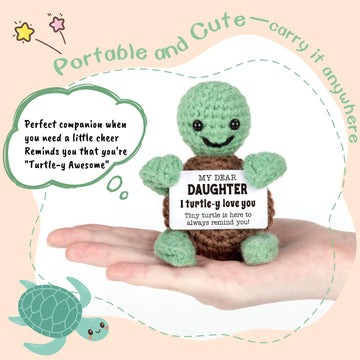 Mini Funny Turtle Valentines Day Gifts For Daughter Birthday Gifts From Mom Dad, Bonus Step Daughter In Law I Love You Daughter,