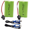 Blomiky 3.7V 1000mAh 2 Pack Lithium-ion Rechargeable Battery with SM2P Plug and Charger Cable for Remote Control Trucks / 813A B