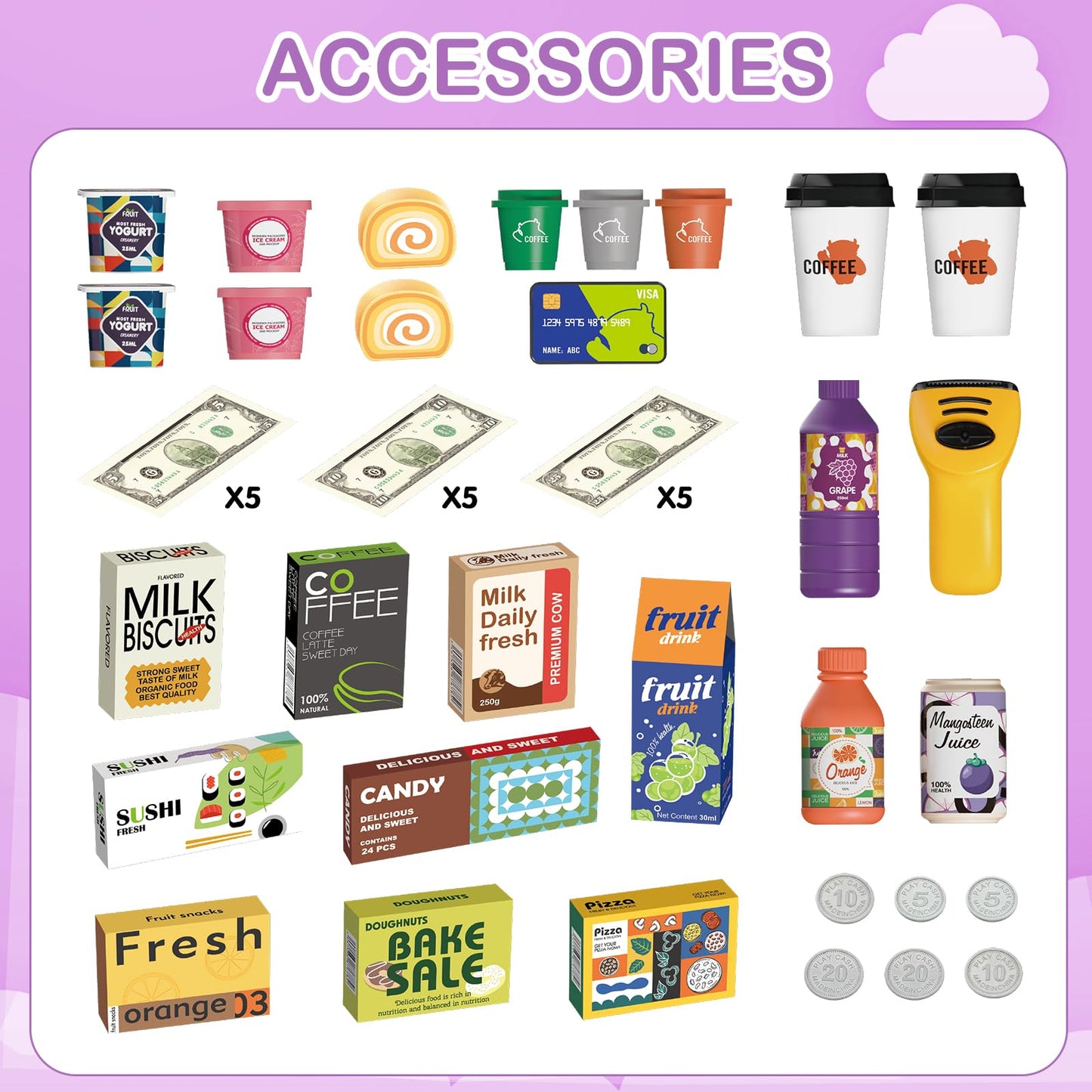 Deao Toy Cash Register For Kids Pretend Play Store Calculator Money 3 In 1 Coffee Machine Set Toys With Water Outlet Function Pl