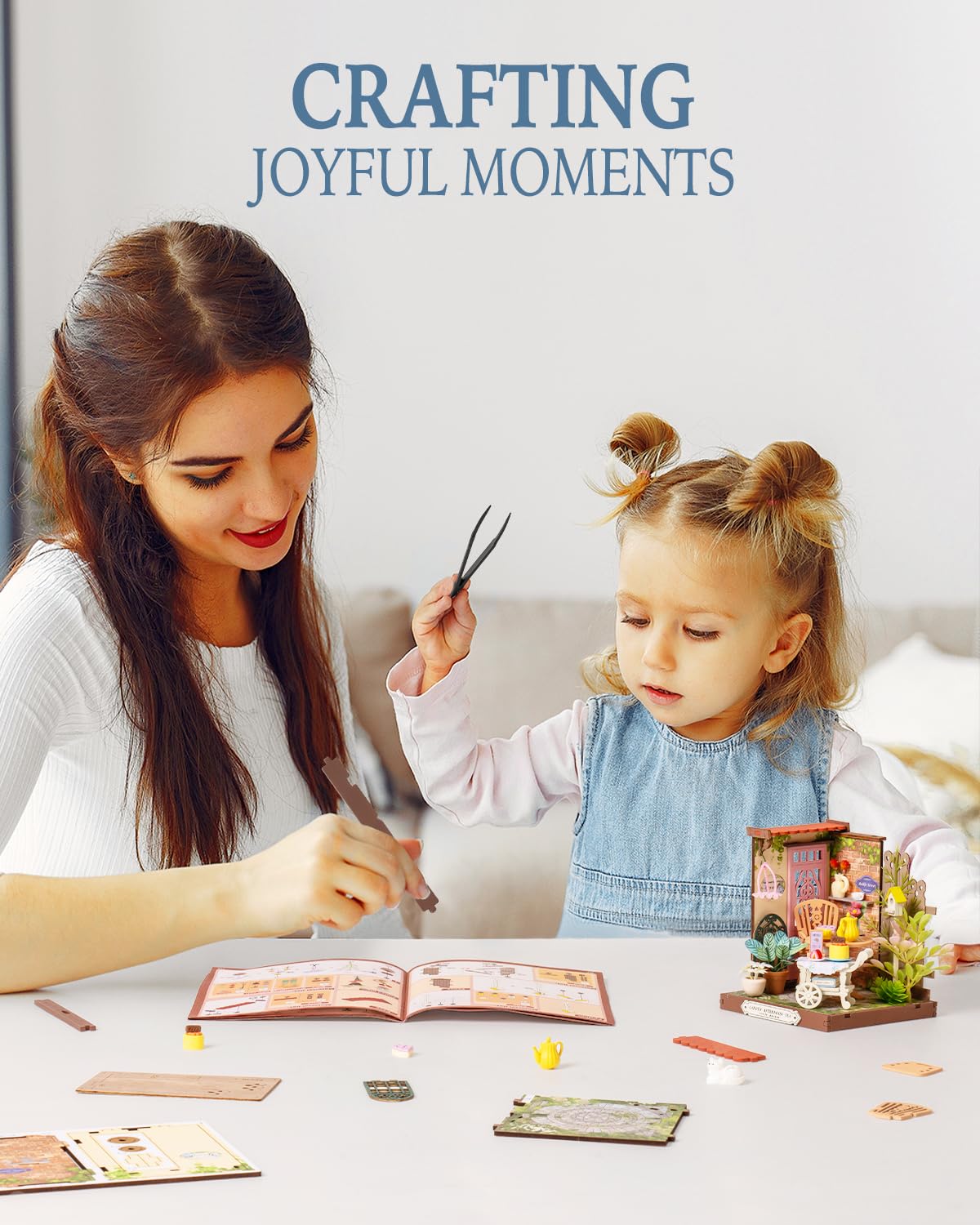 Rolife Diy Mini Building House Miniature Kit-Fancy Tea Yard, Miniature Lifestyle Mini Bookshelf Decoration, Diy Hobbies/Gifts For Craftsman (Fancy Tea Yard)