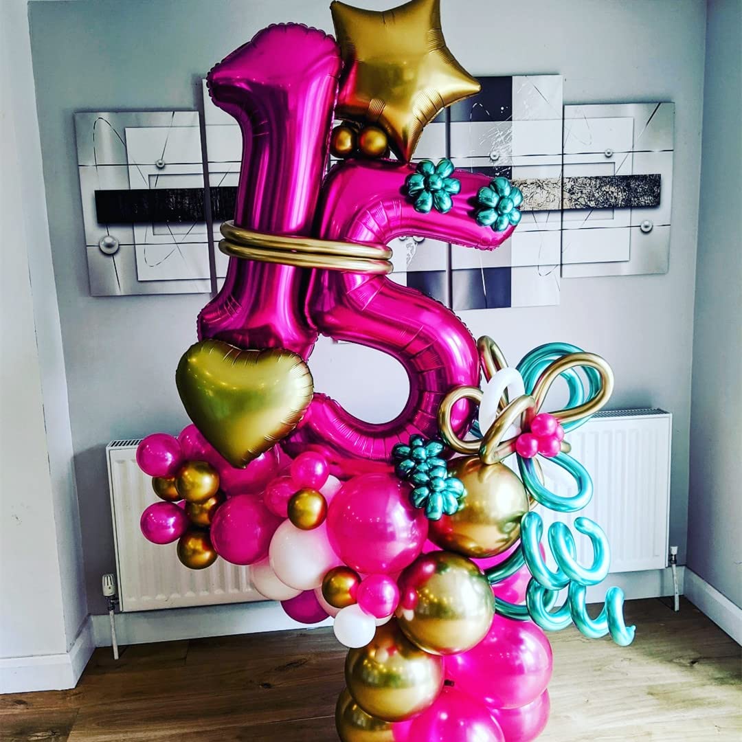 Hot Pink 25 Balloon Numbers,40 Inch 25 Or 52 Birthday Balloon Foil Mylar Number 25 Balloon Large Dark Pink Number Balloons For Birthday Party Anniversary Festival Decorations