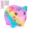 Piggy Bank Girls, Unbreakable Piggy Banks Large Money Coin Bank For Kids With Diy Stickers, For Birthday, Easter, Baby Shower, Rainbow