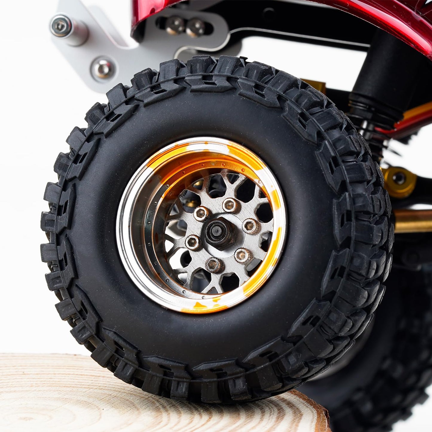 TCRC 4PCS Grade 5 Titanium Wheel Face Splash Anodizing Aluminum 1.0 Inch Wheels Hubs for 1/24 Axial SCX24 TRX4M FCX24 Redcat Asc