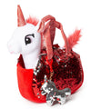 Little Jupiter Plush Pet Set W/Purse - Unicorn Stuffed Animals - Unicorn Stuffed Animals For Girls - Unicorn Plush - Stuffed Unicorns - Unicorn - Unicorn Gift For Age 4-7 Yrs (White Red Unicorn)
