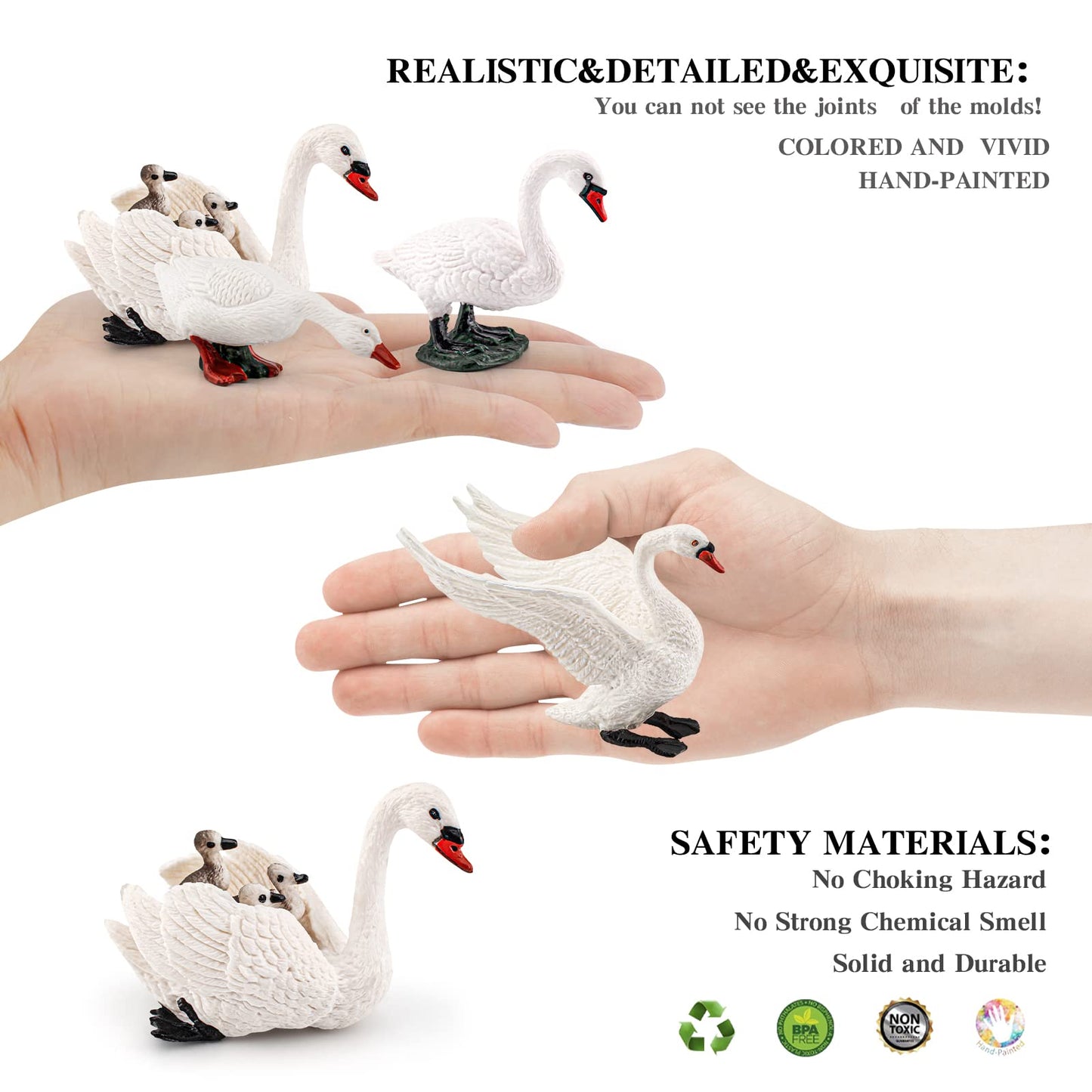 Lc Joycre 4Pcs White Swan Figurine Goose Toy Swan Toy Animal Figure For Toddlers Preschool Animals Figures Eduactional Project D