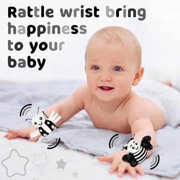 Yeeeasy Baby Rattle Cotton Socks And Wrist Rattle Strap Set, Infant Toys 3 6 9 12 Months, Baby Gifts For Boys And Girls, Develop