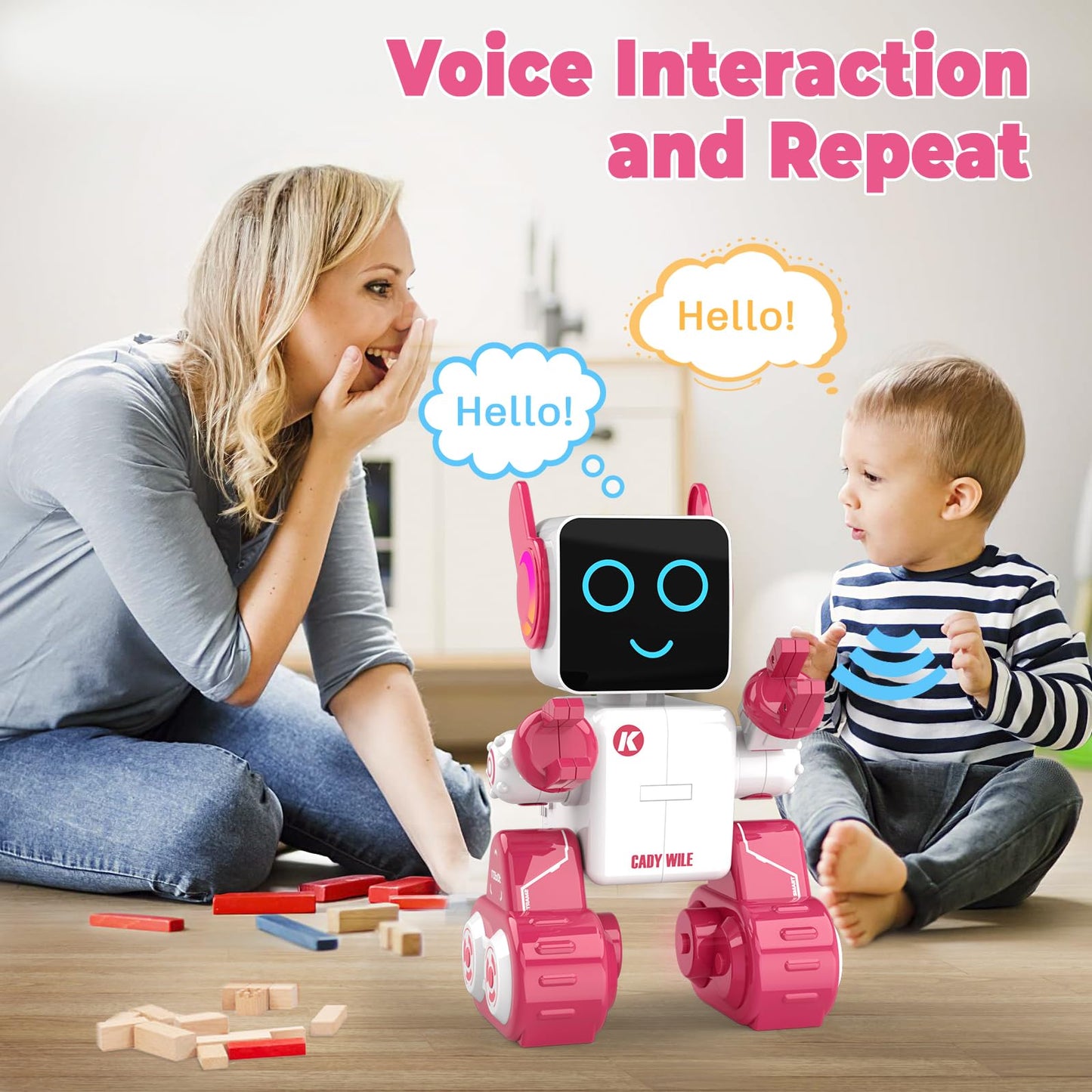 Okk Robot Toys For Kids, Programmable Remote Control Robot, Interactive Toys With Coin Bank, Smart Robot With Led And Tray, Walking Talking Singing Dancing Robot Gift For Boys Girl(Pink)