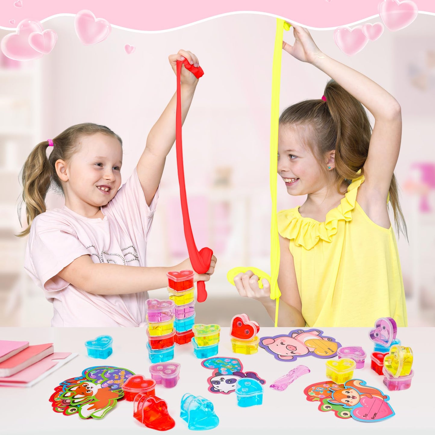 Valentines Day Gifts For Kids 28 Pack Slime Valentines For Kids Valentines Day Cards For Kids School Class Valentines Cards For