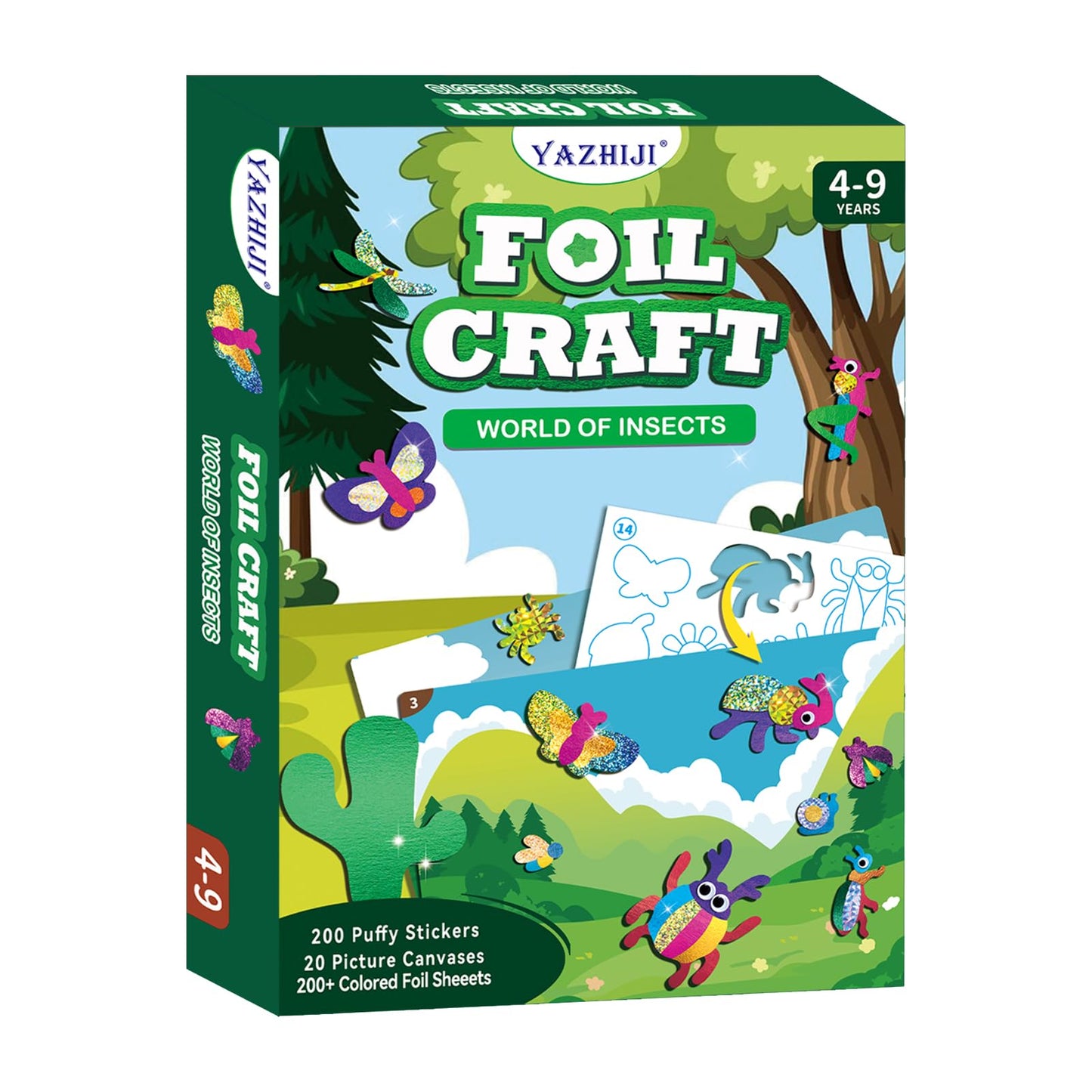 Yazhiji Foil Art Craft Kits For Kids - Bugs Butterfy Mess -Free Fun Activity Set For Child, Diy Printing Craft Kit,Gifts For Age