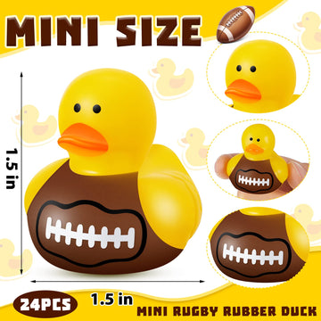 24 Pcs Football Rubber Ducks Floating Bath Toy Football Shower Toy Sports Themed Mini Ducks For Bathtub Party Birthday Decoration